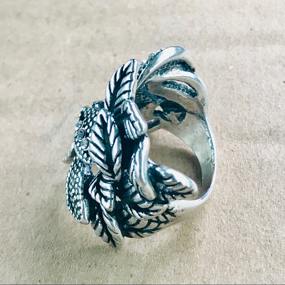 Boho Tribal Egypt Leaves Rustic Silver Ring - Picture 7 of 8